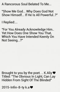 The obvious in light can lay hidden from sight of